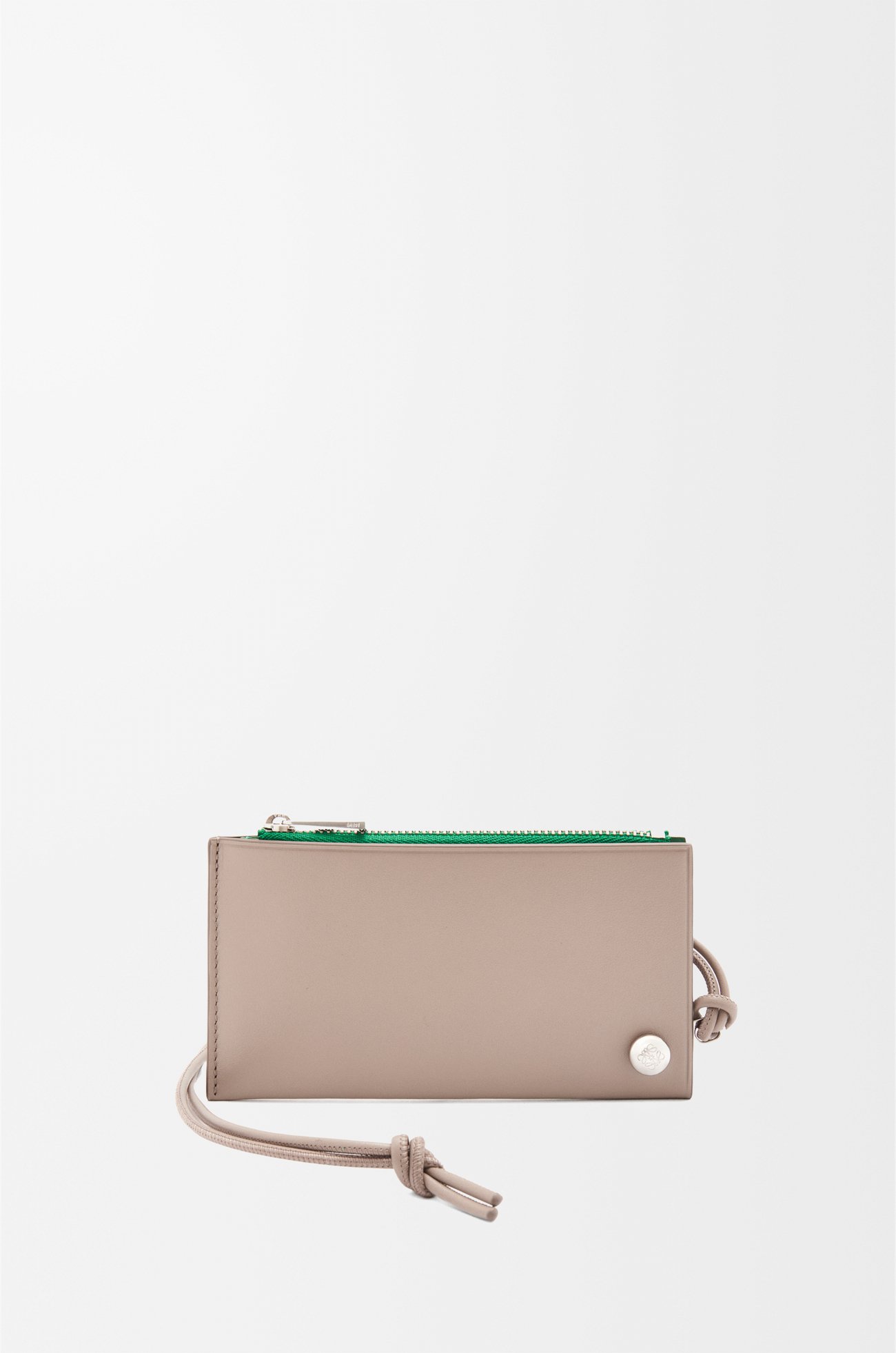 LOEWE Pebble Slider coin cardholder in shiny nappa calfskin Sand/Tropical Green plp_rd