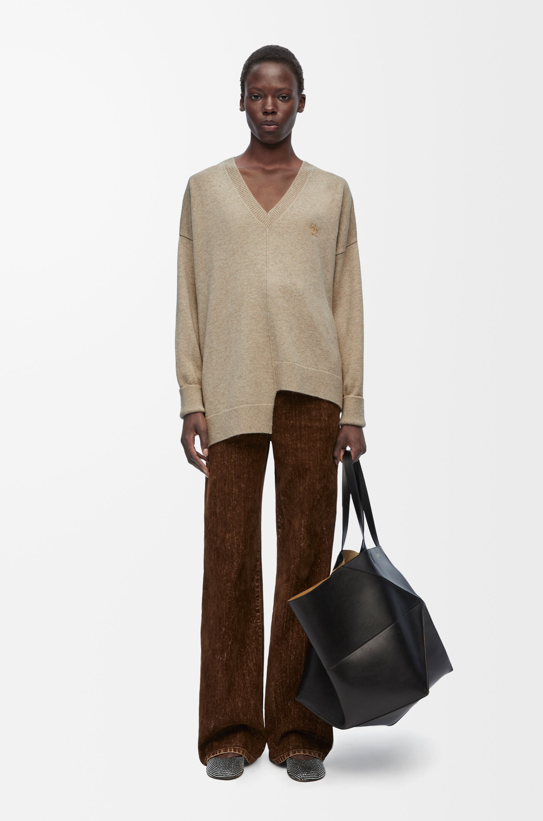 人気定番 アシンメトリー セーター（カシミヤ） LOEWE - ベージュメランジュ トップス