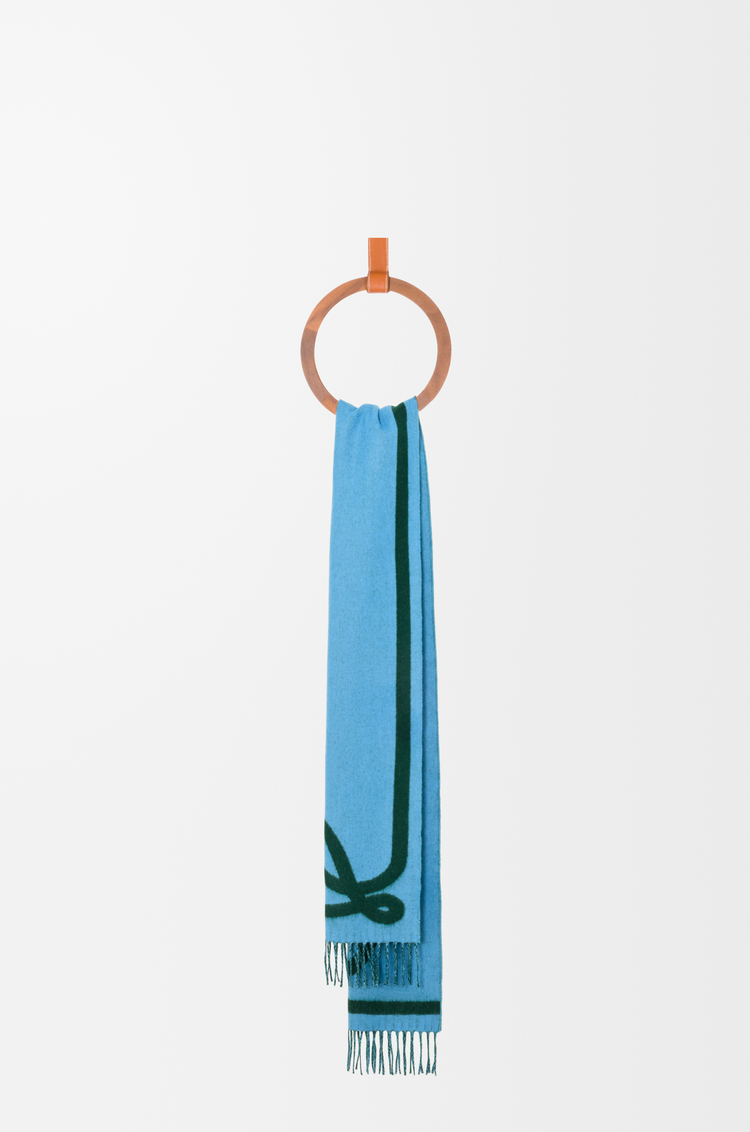 LOEWE Bufanda en lana y cashmere Verde Oscuro/Azul