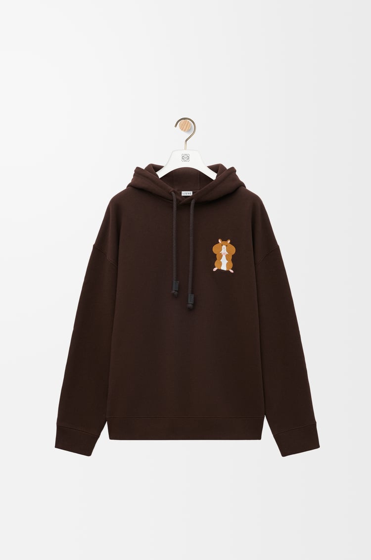 LOEWE Sudadera con capucha de corte holgado en algodón Marrón Oscuro