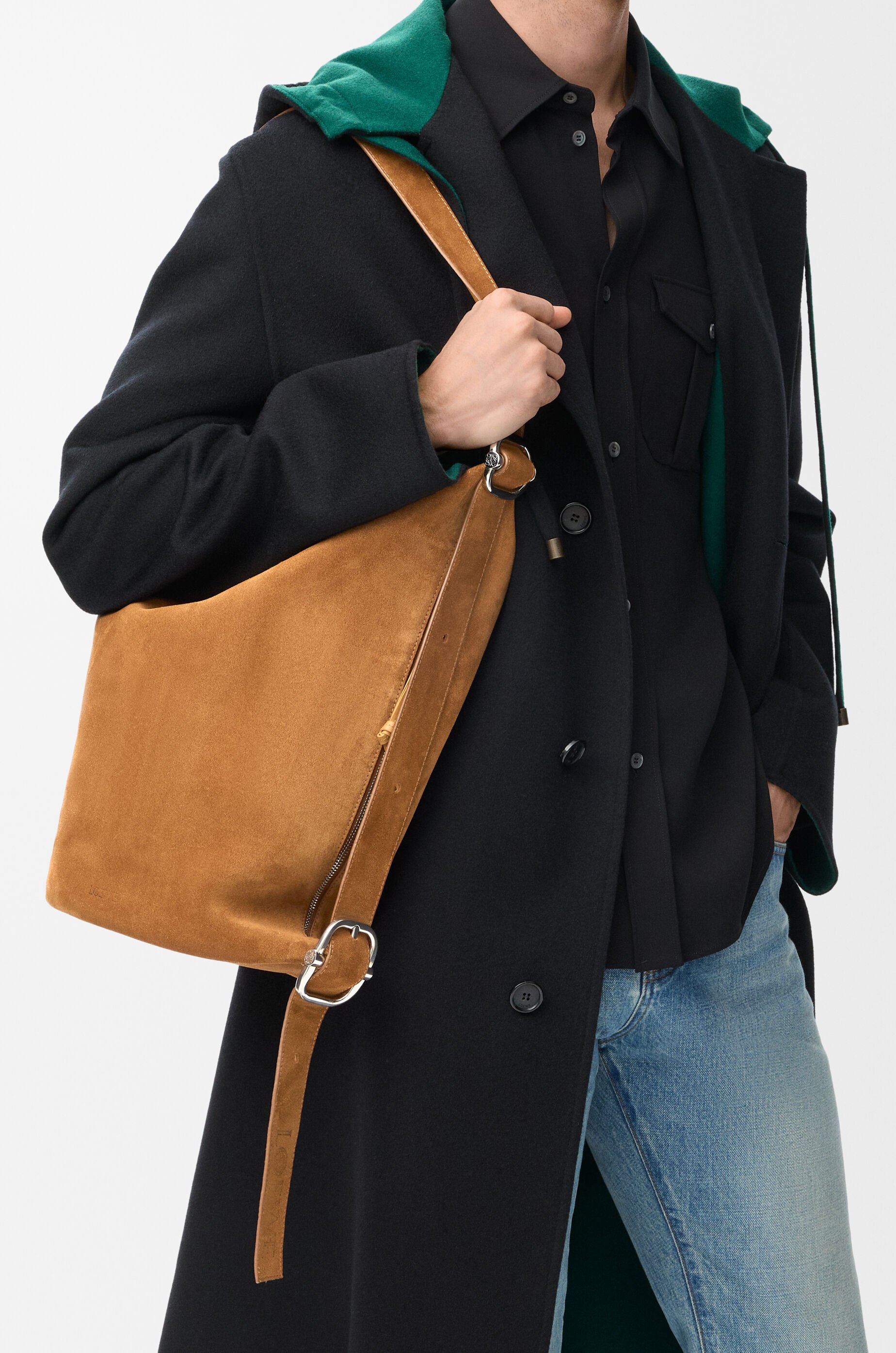 LOEWE スエードカーフスキン ミディアム ループ バケットバッグ ループバケット ミディアム（スエードカーフ） ブラウン - LOEWE