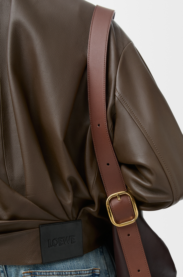 LOEWE 纳帕牛皮革垂坠夹克 深绿色