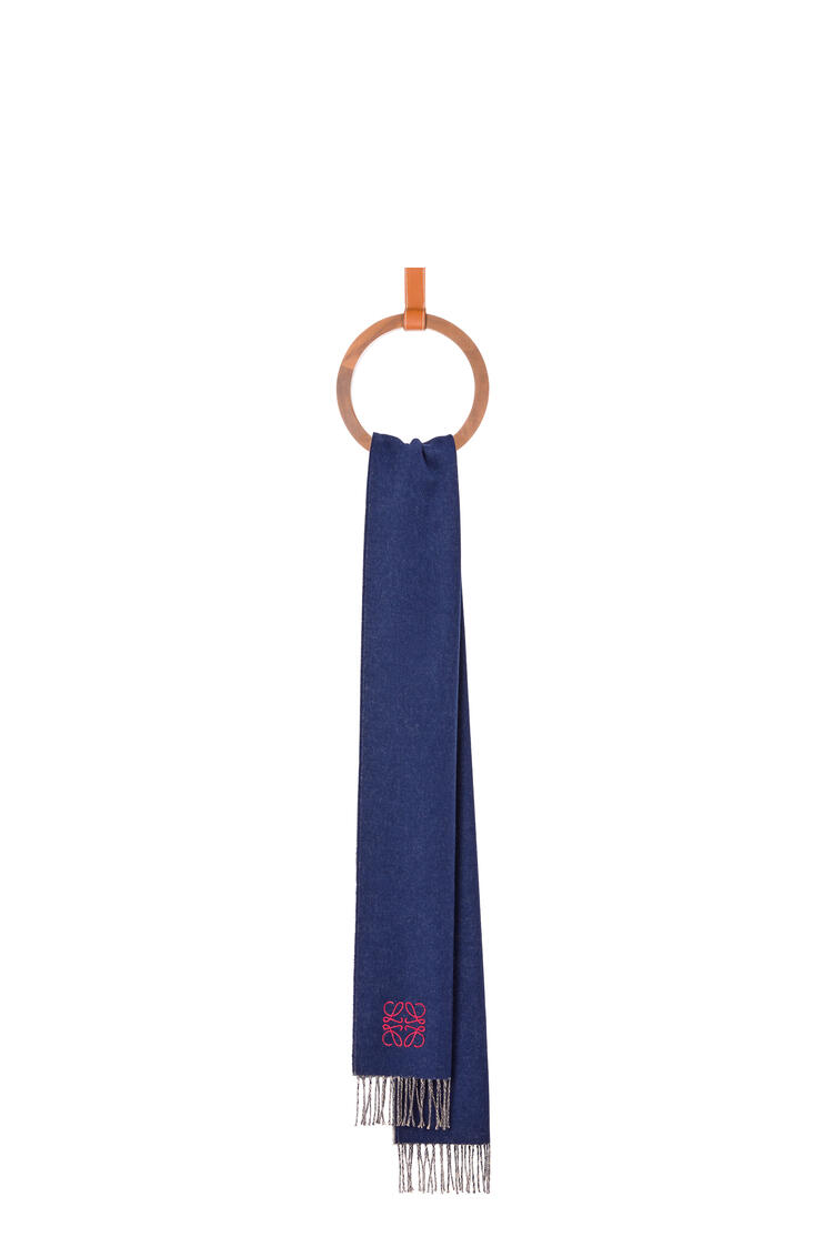 LOEWE Bicolour scarf in wool and cashmere Navy/Cream