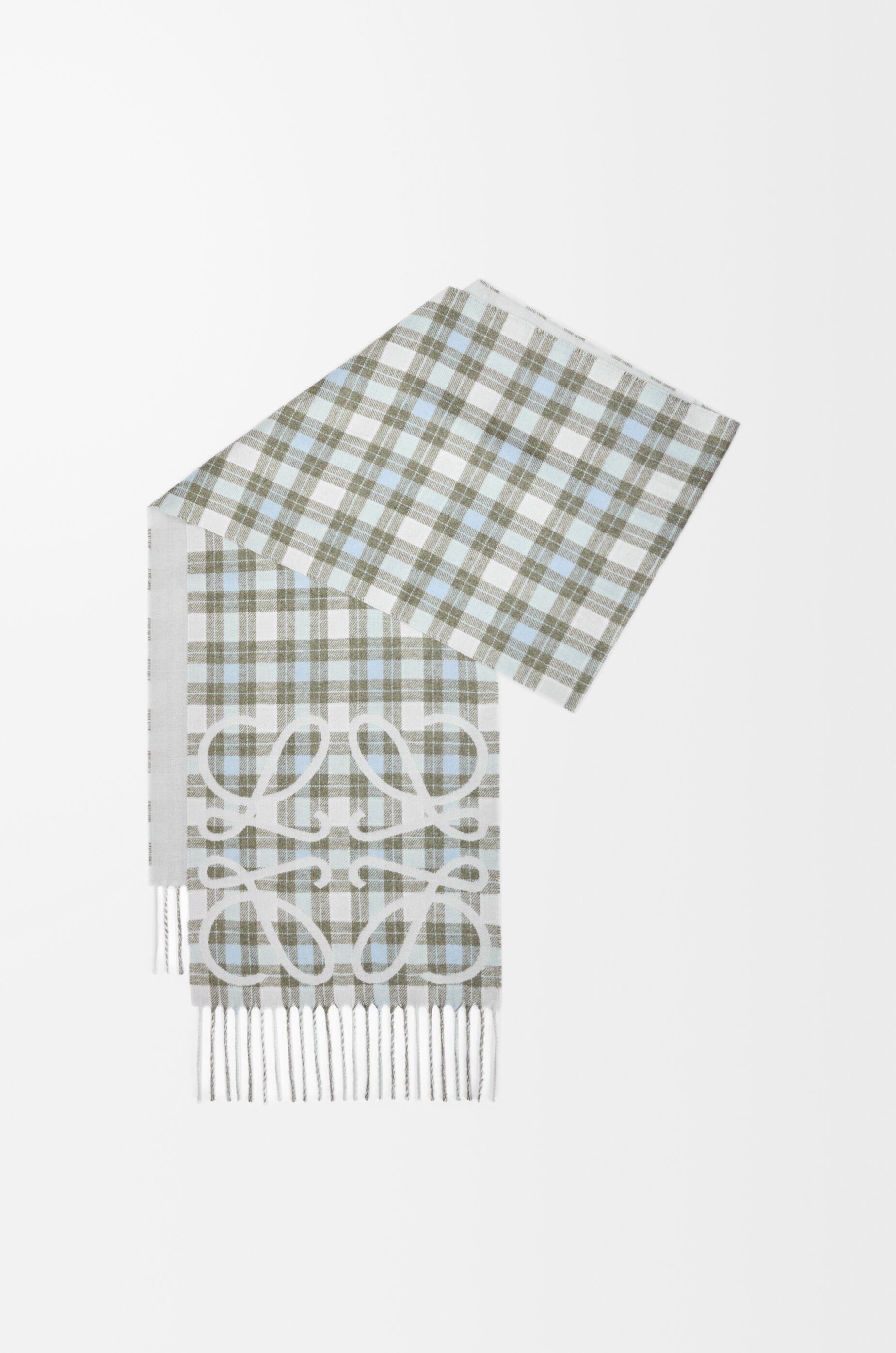 ★LOEWE★ ストール シフォン アナグラム ロゴ シルク ライトグレー. Anagram scarf in silk and cashmere Grey - LOEWE