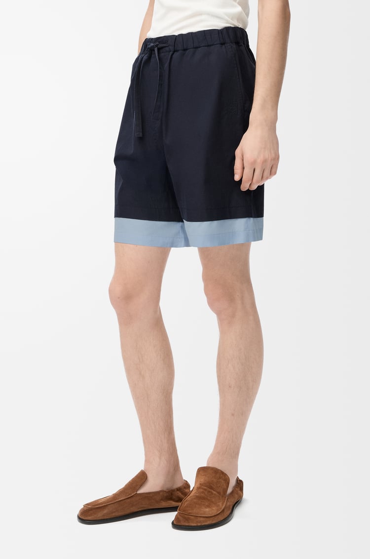 LOEWE Shorts in cotton Dark Navy/Light Blue