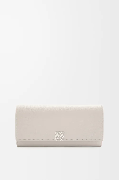 LOEWE 애너그램 컨티넨탈 지갑 - 페블 그레인 카프스킨 라이트 고스트