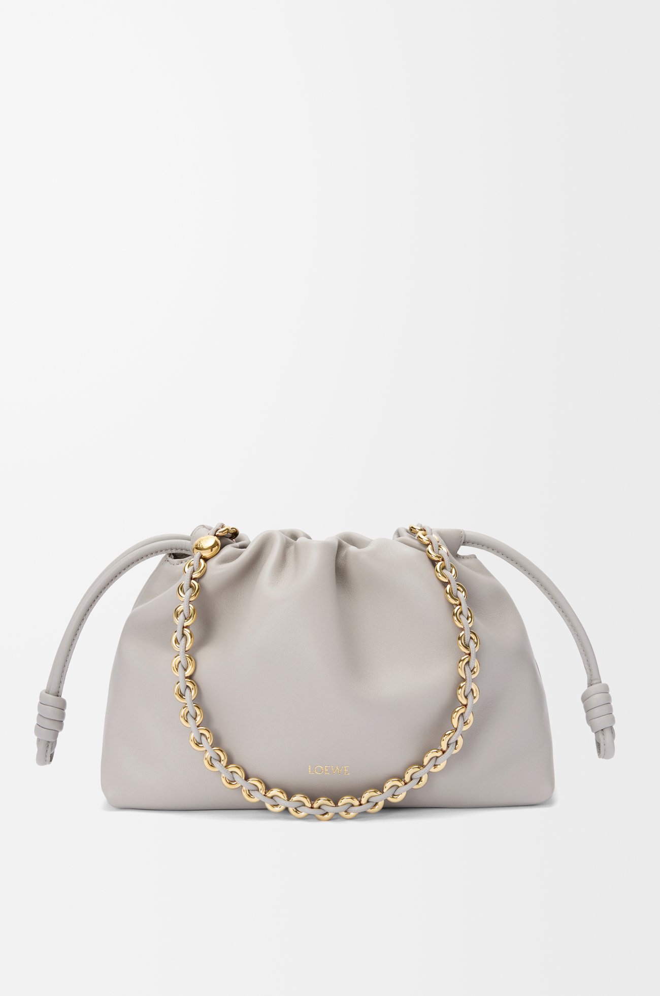 LOEWE 中号柔软纳帕羊皮革 Flamenco Purse 手袋 银灰色