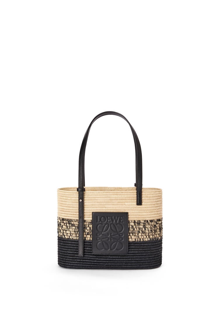 LOEWE Square Basket bag in degrade raffia and calfskin Natural/Black pdp_rd