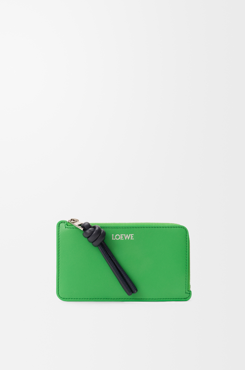 LOEWE ノット コインカードホルダー（シャイニーナパカーフ） クローバーグリーン/ディープネイビー