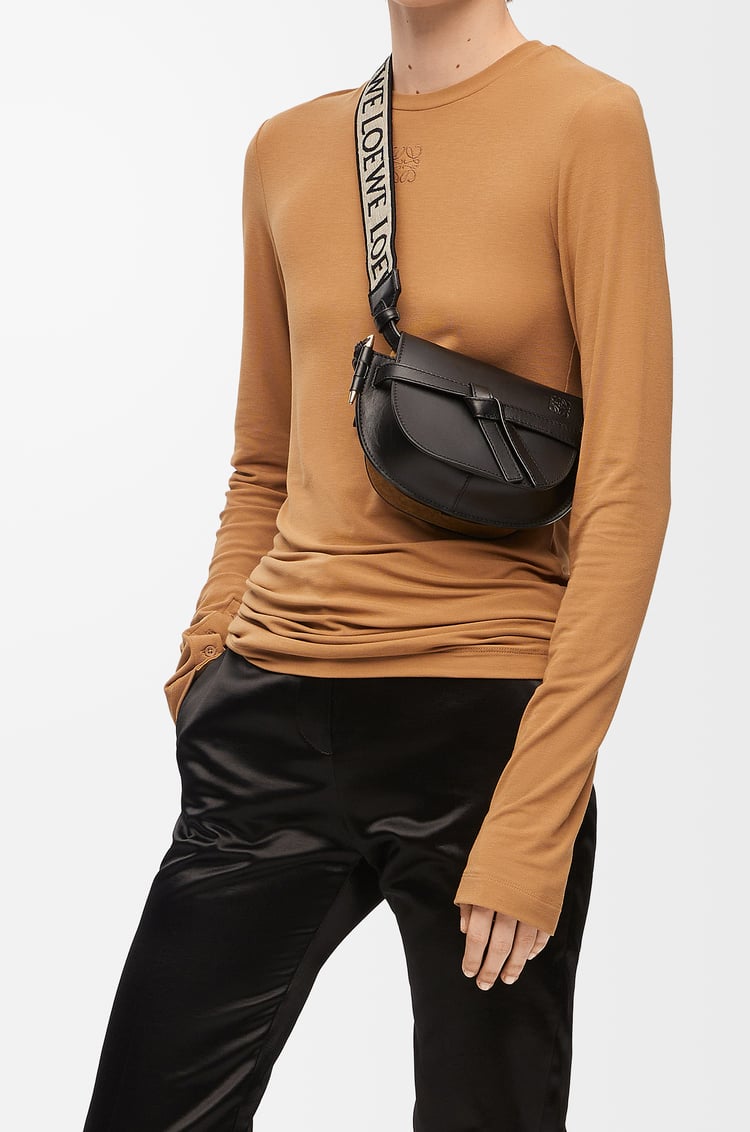LOEWE Mini Gate Dual bag in soft calfskin and jacquard Black