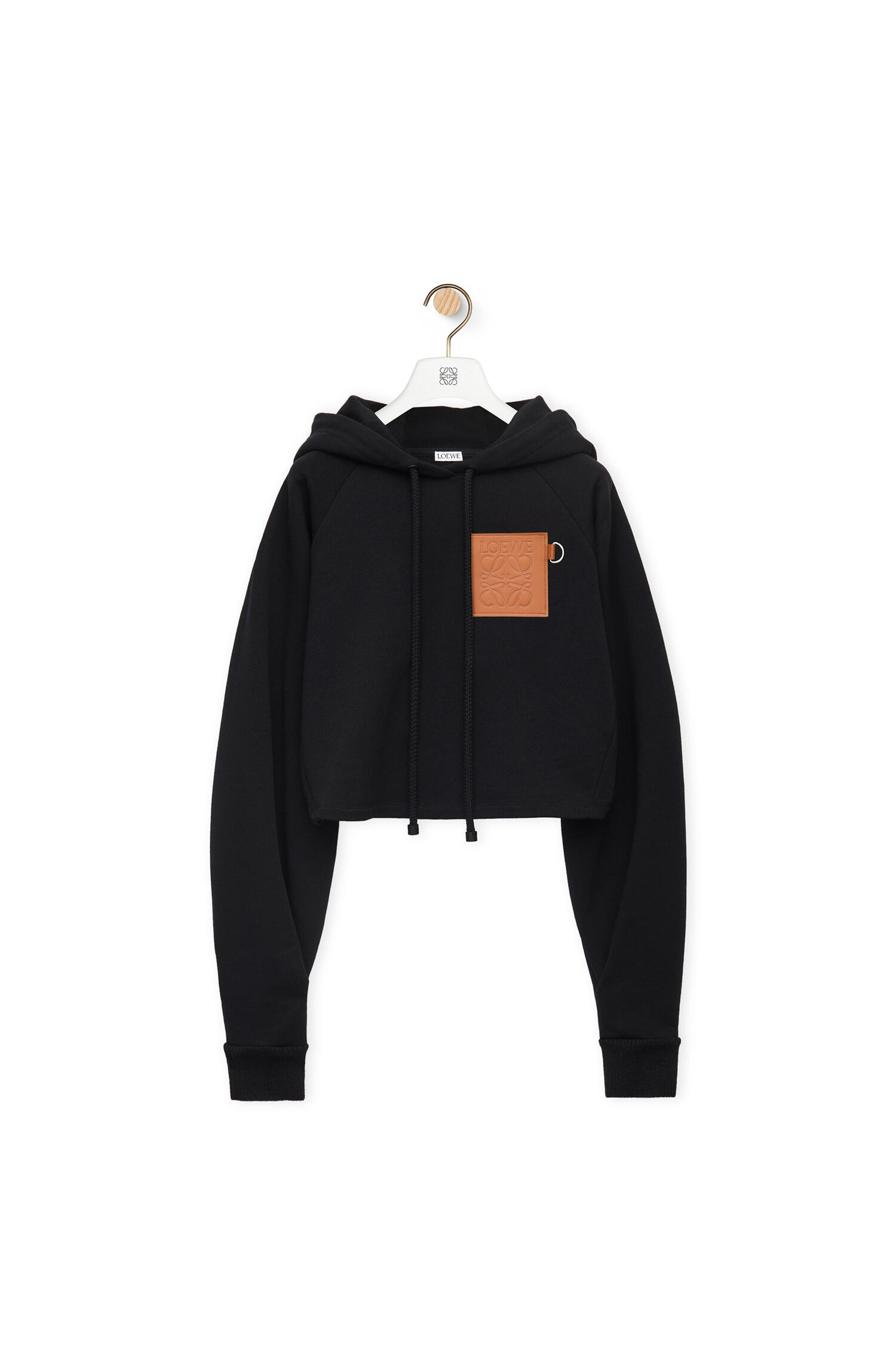 Anagram cropped hoodie in cotton Black - LOEWE