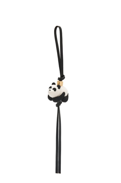 LOEWE Panda charm in felt and calfskin Black/White plp_rd