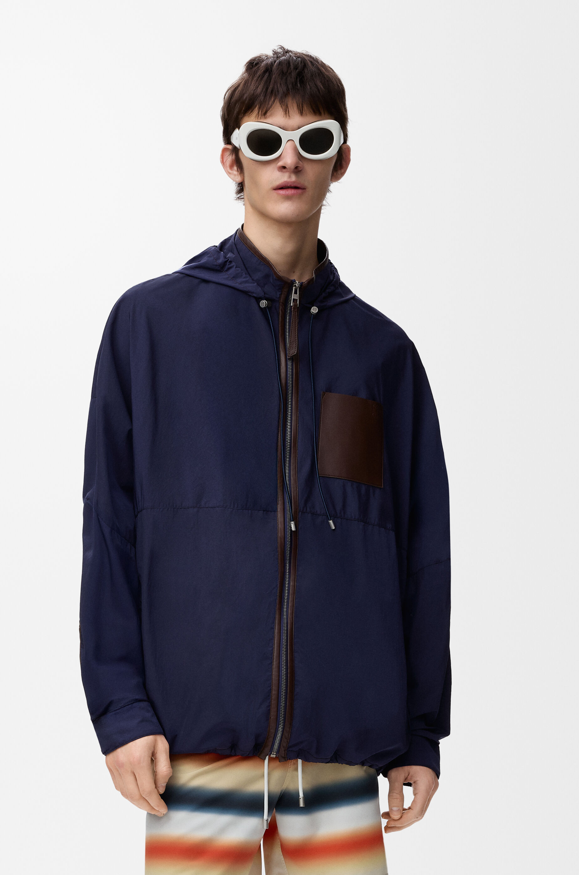 Hooded jacket in technical shell Blue - LOEWE APAC official website