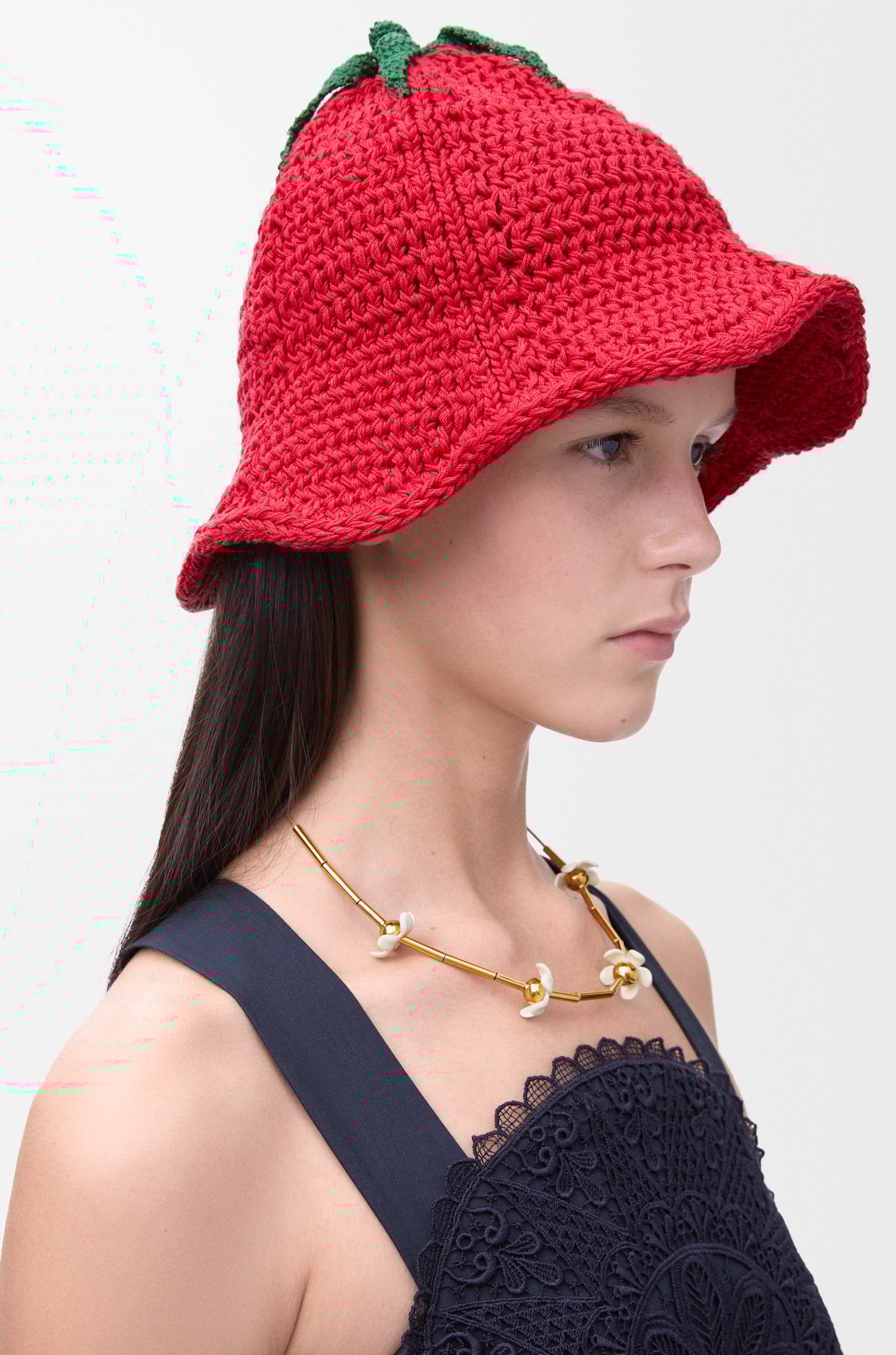 LOEWE Tomato bucket hat in cotton Red/Green