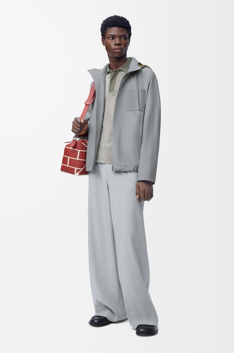 LOEWE Chaqueta con capucha en algodón Gris Claro