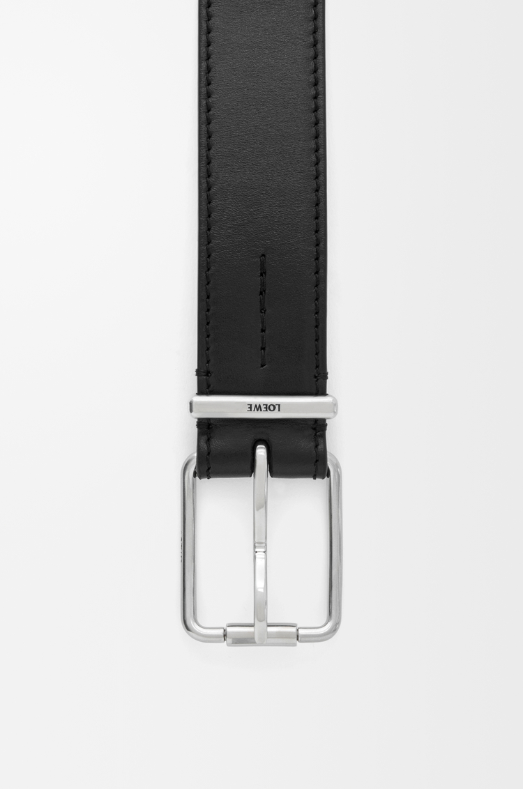 LOEWE 亮面光滑小牛皮經典腰帶 黑色/復古鈀金色