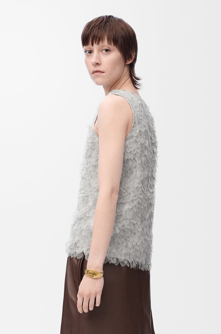 LOEWE Top decorado sin mangas en viscosa Gris/Blanco