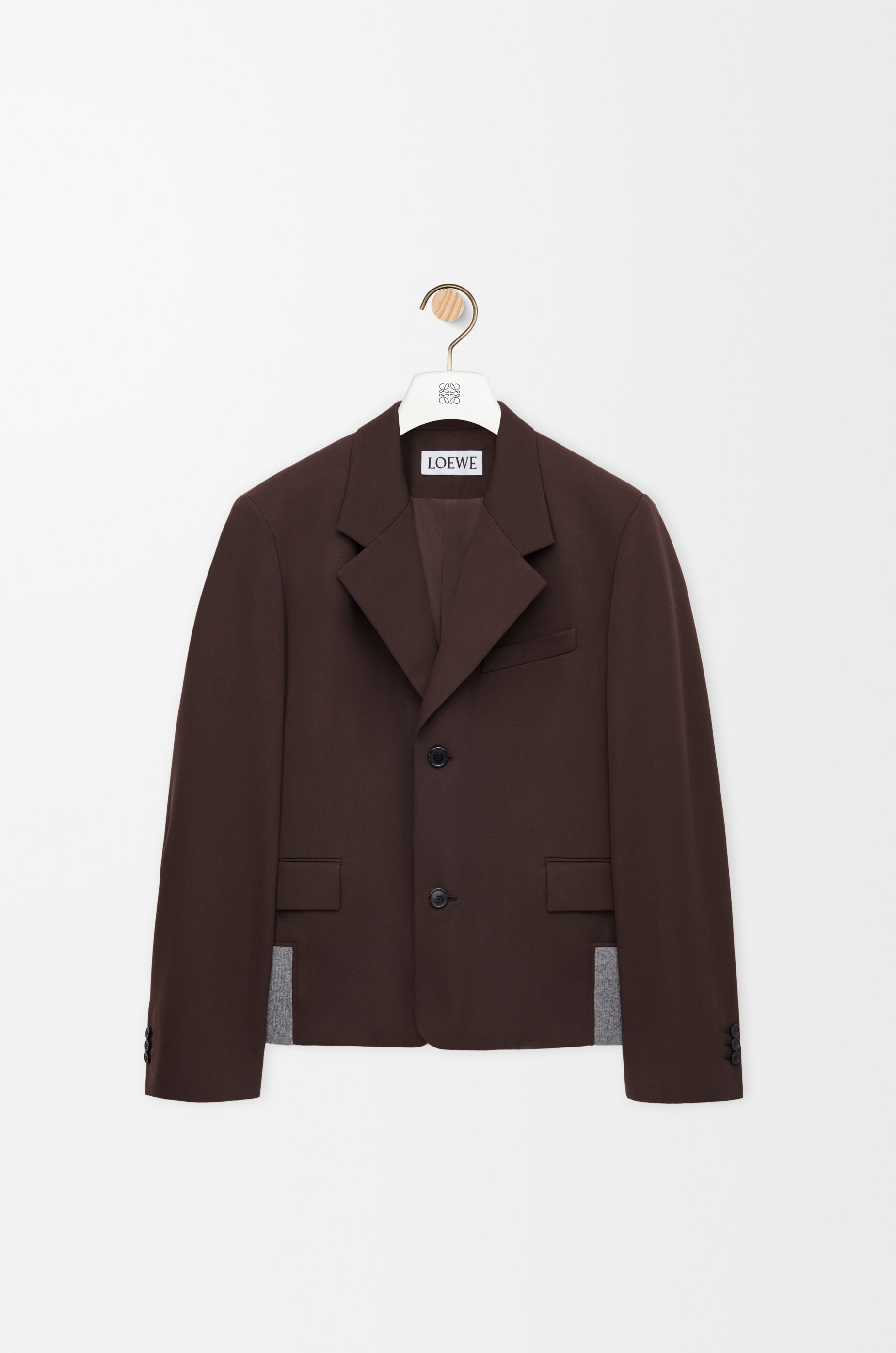 LOEWE ウールカシミヤレザーパッチジャケット ダークネイビー 48 LOEWE ウールカシミヤレザーパッチジャケット ダークネイビー 48