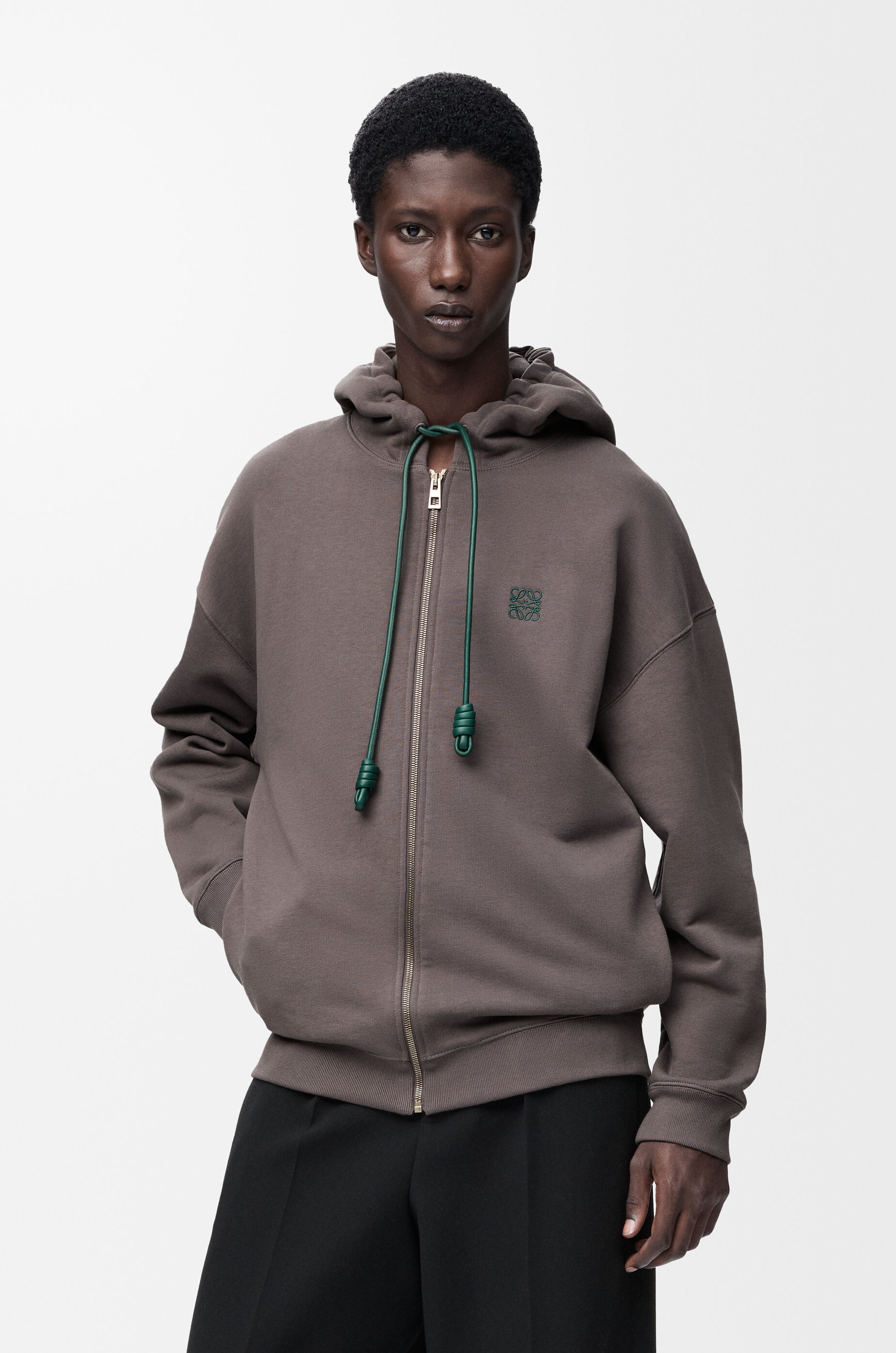 ジップアップ フーディー（コットン） グレー - LOEWE