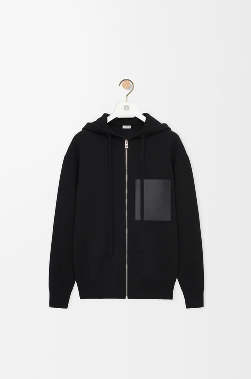 LOEWE Zip-up hoodie in wool Black