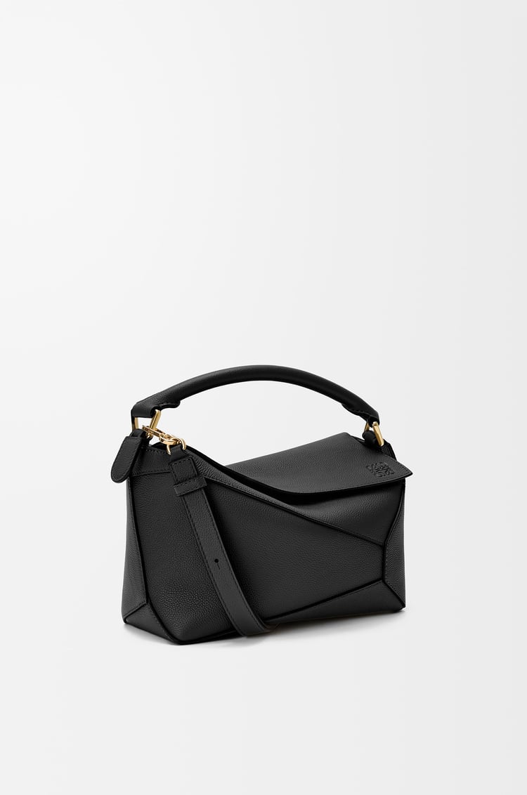 LOEWE Borsa Puzzle Edge piccola in morbida pelle di vitello granata Nero