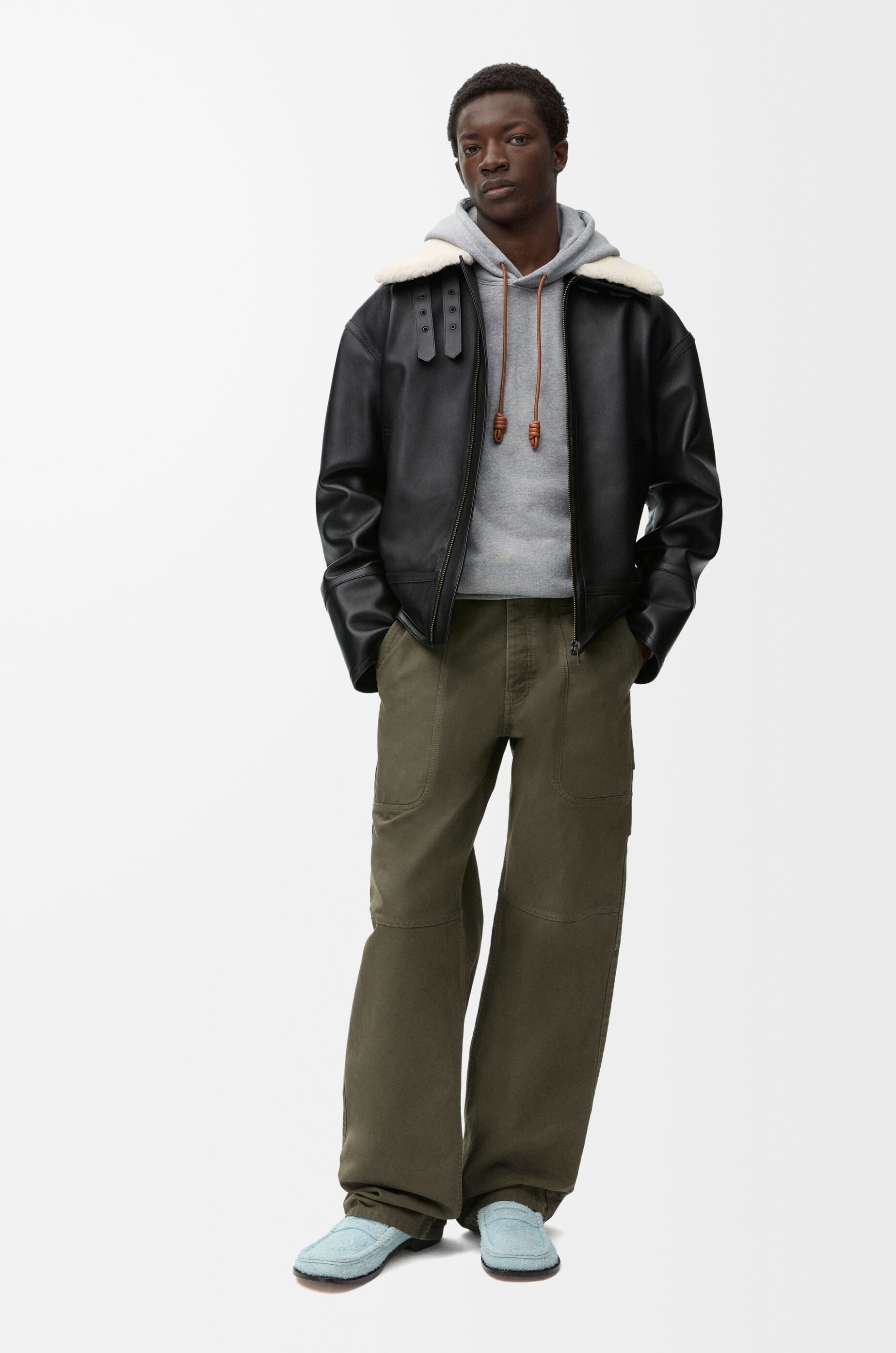 Aviator jacket in shearling Black - LOEWE 
