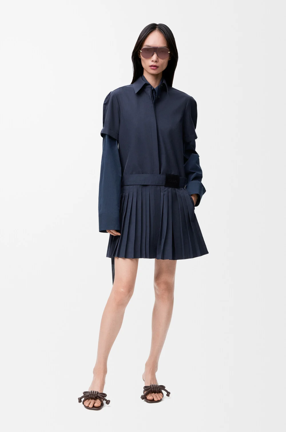 Pleated dress in cotton blend Blue - LOEWE USA Official Website Pleated dress in cotton blend Blue - LOEWE USA Official Website