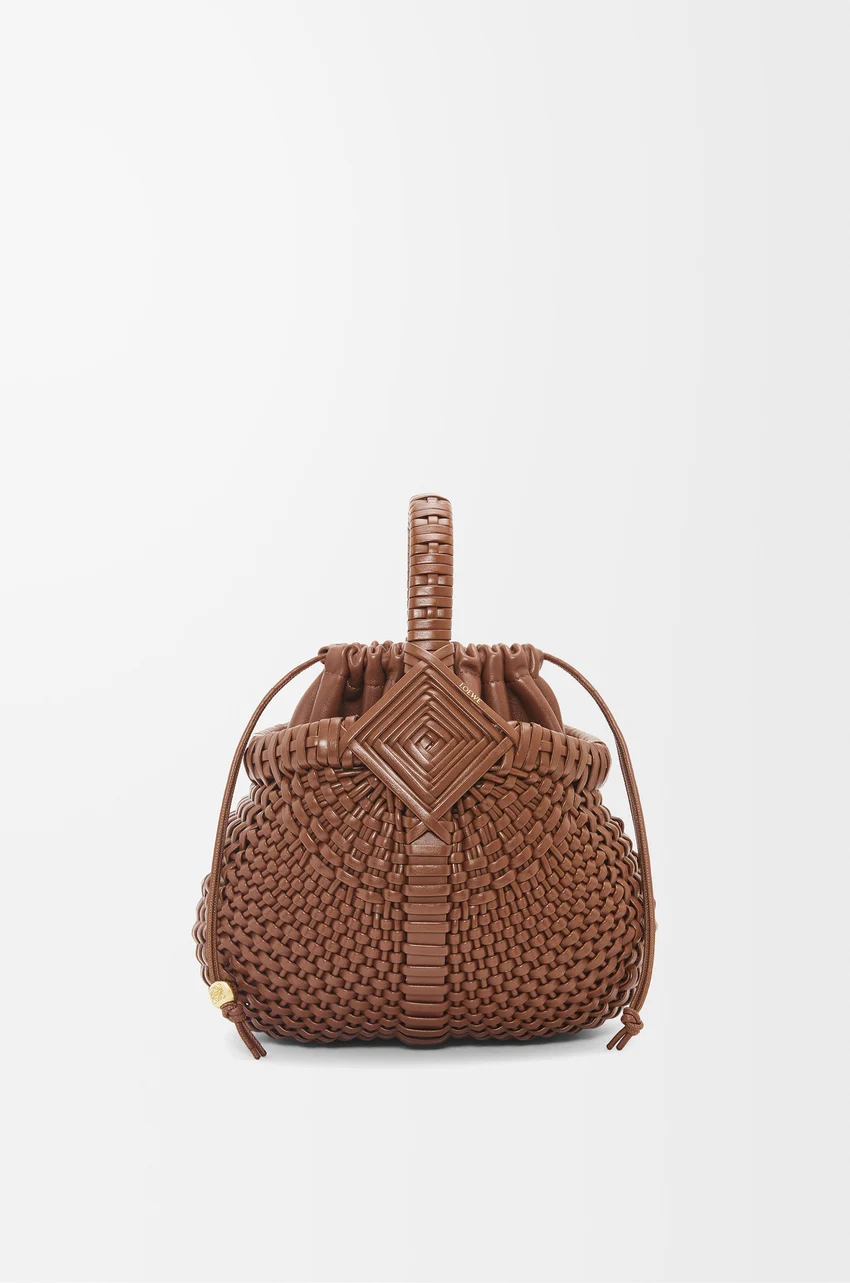 Mini Diamond Round Basket bag in calfskin