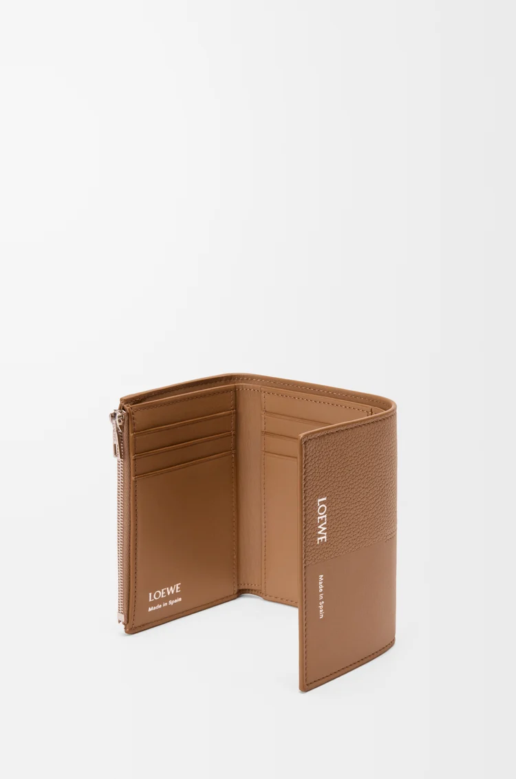 LOEWE Small vertical wallet in smooth and grained calfskin Mocha