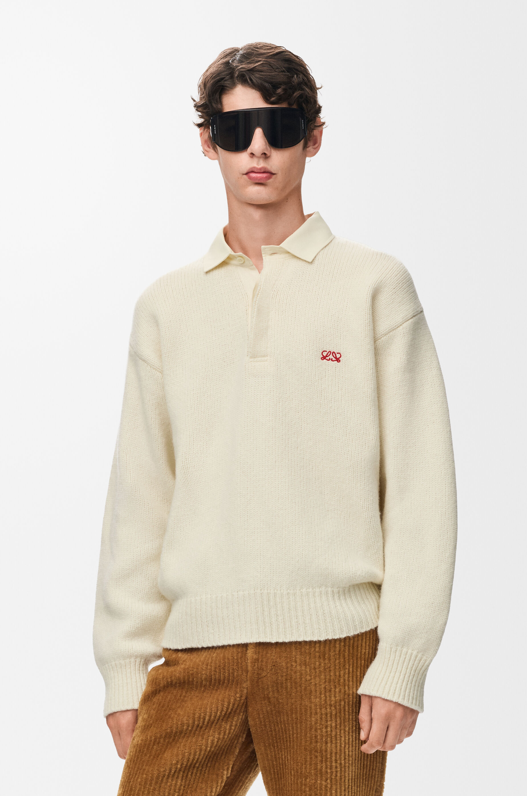 Polo sweater in wool Beige - LOEWE APAC official website