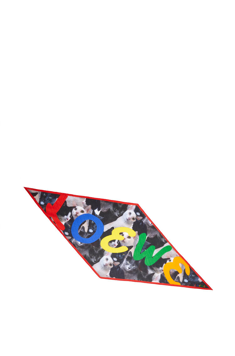 LOEWE Cats diamond scarf in cotton and silk Multicolor