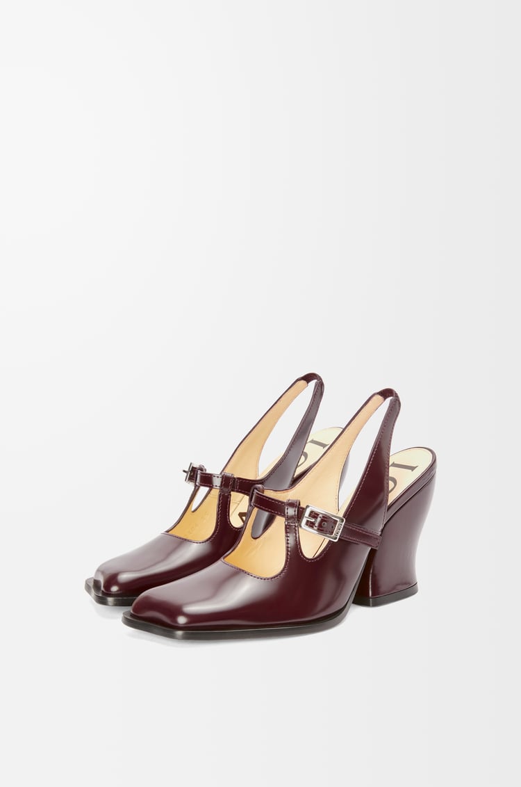 LOEWE Onda slingback pump in brushed calfskin Burgundy