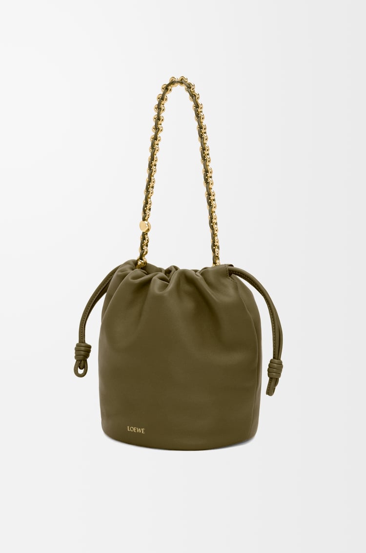 LOEWE Bolso Flamenco Purse Bucket en piel napa de cordero Verde Caqui Oscuro