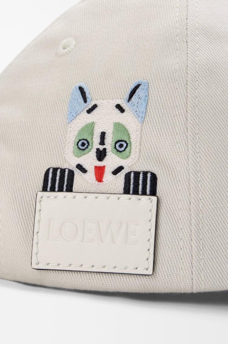 LOEWE Casquette Futurist Cat en coton Blanc Doux/Noir