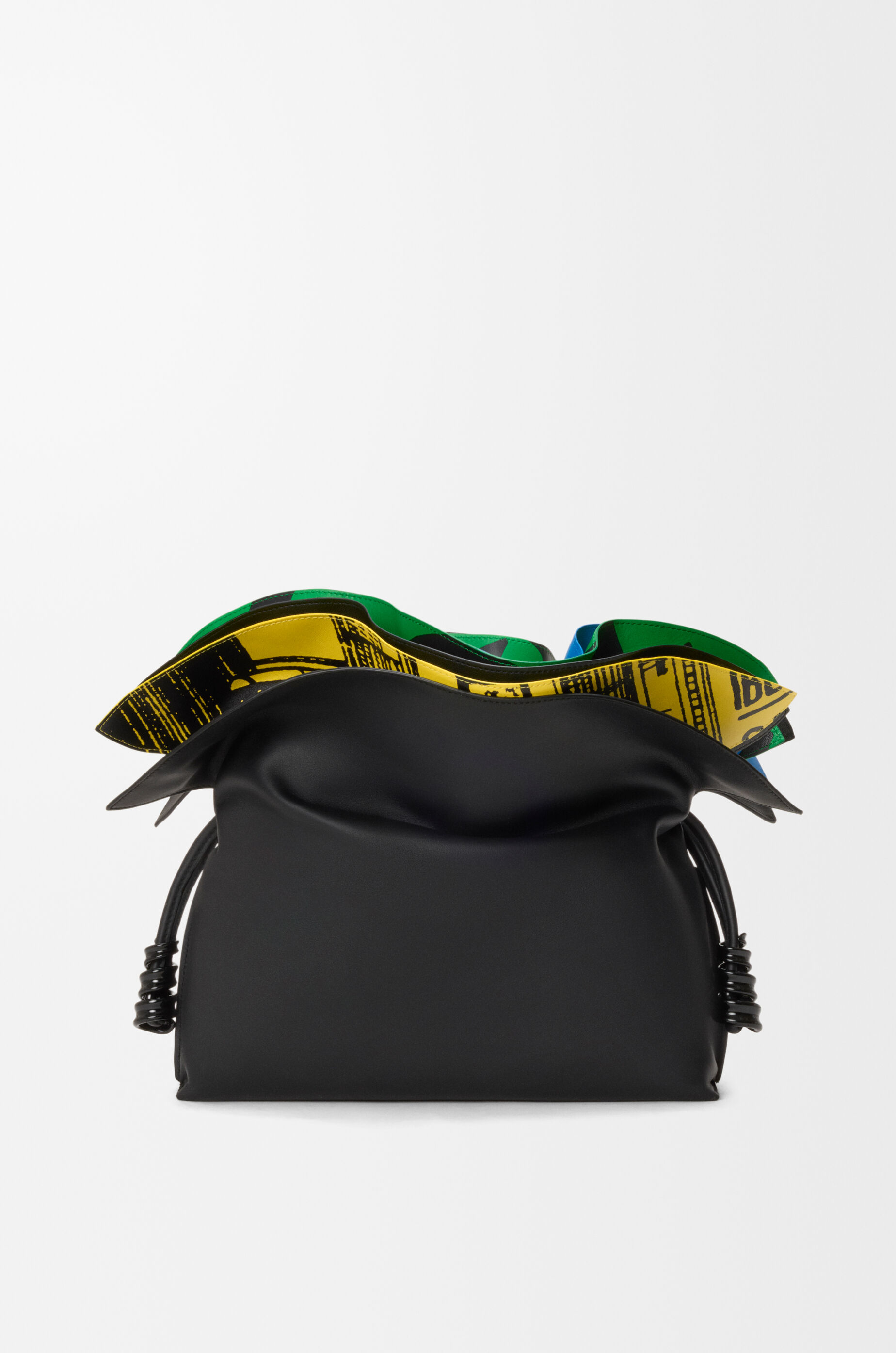 Medium Millefeuille Flamenco clutch in nappa calfskin Black