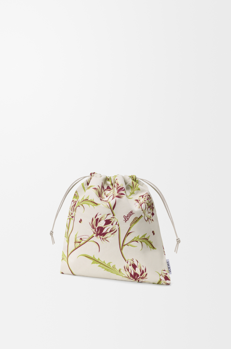 LOEWE 小号帆布洋蓟抽绳手拿包 柔白色