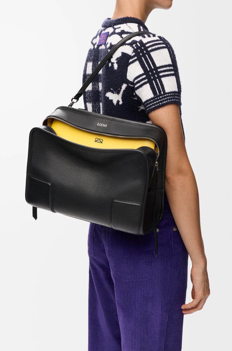 LOEWE Large Amazona 180 Lazy Dog bag in buffalino leather Black/Yellow