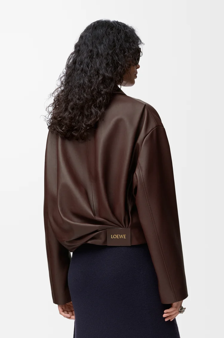 LOEWE Draped jacket in nappa lambskin Chocolate Brown