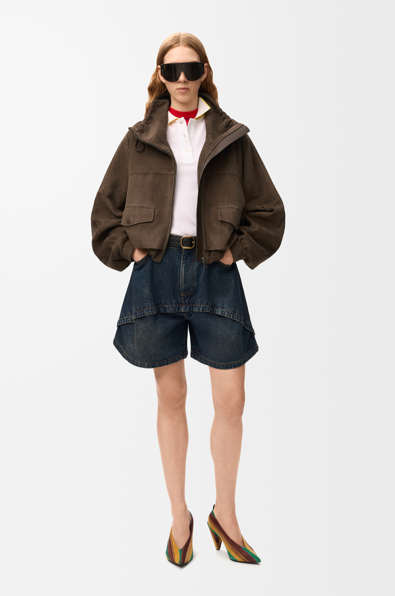 LOEWE Chaqueta en ante de piel de cabra Marrón Oscuro