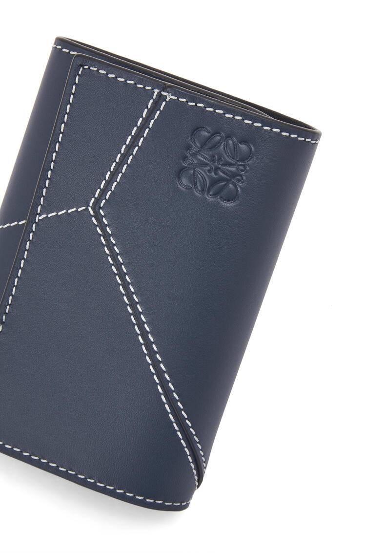 LOEWE Puzzle stitches small vertical wallet in smooth calfskin Ocean