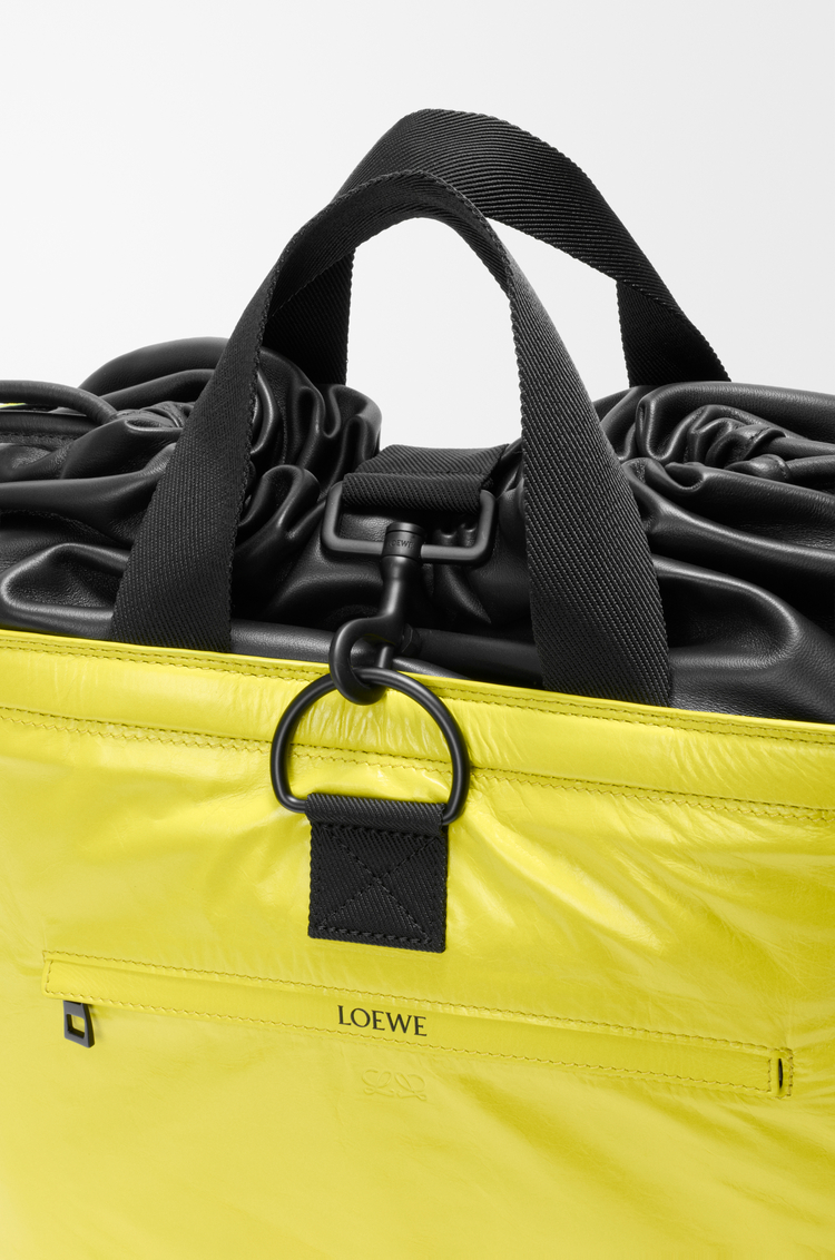 LOEWE 纸纹牛皮革 Squad 背包 柠檬黄色