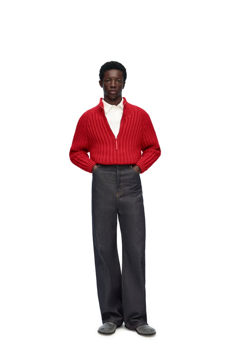 LOEWE Zip-up sweater in wool Red