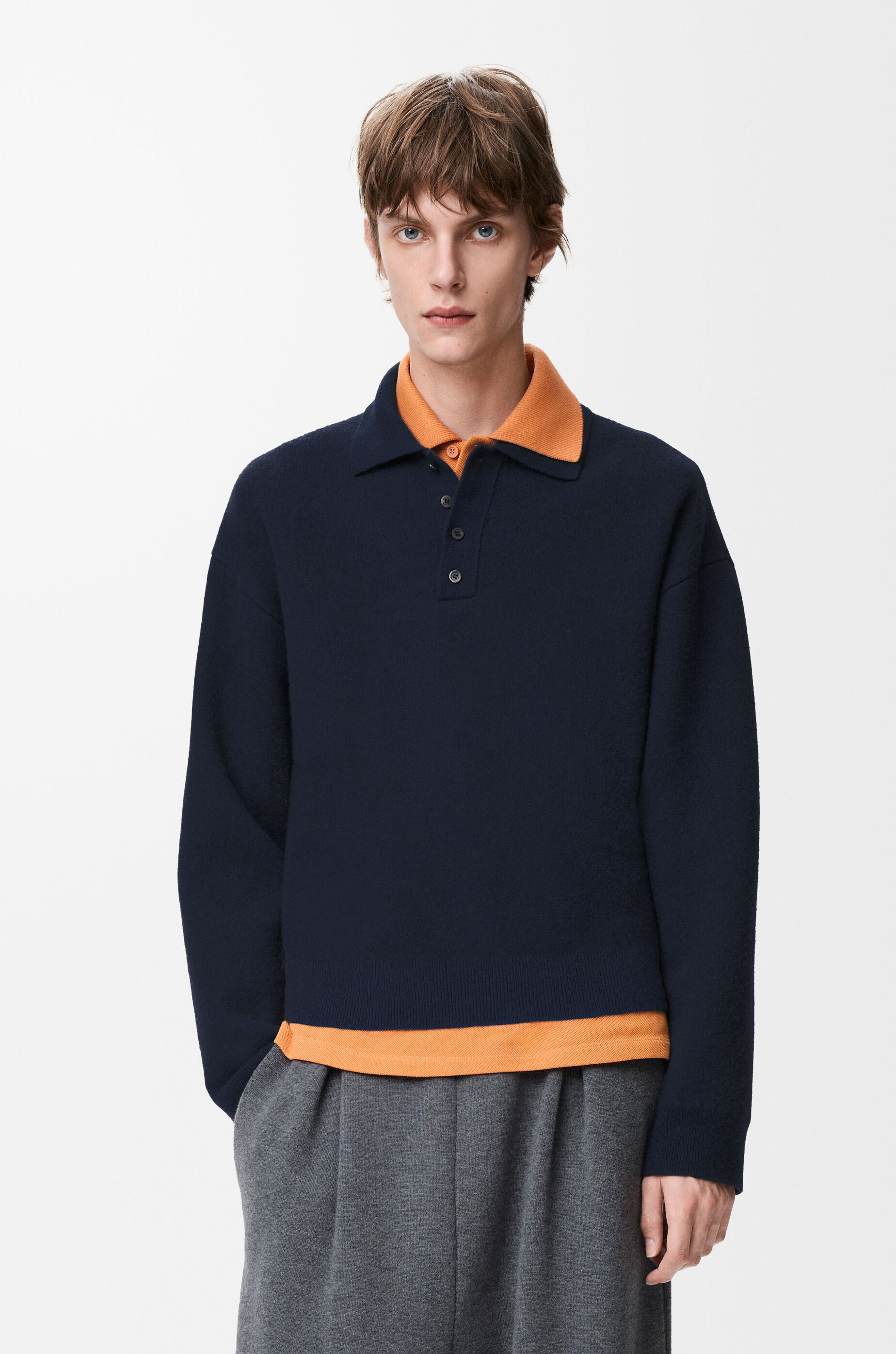 Polo sweater in wool Blue - LOEWE APAC official website