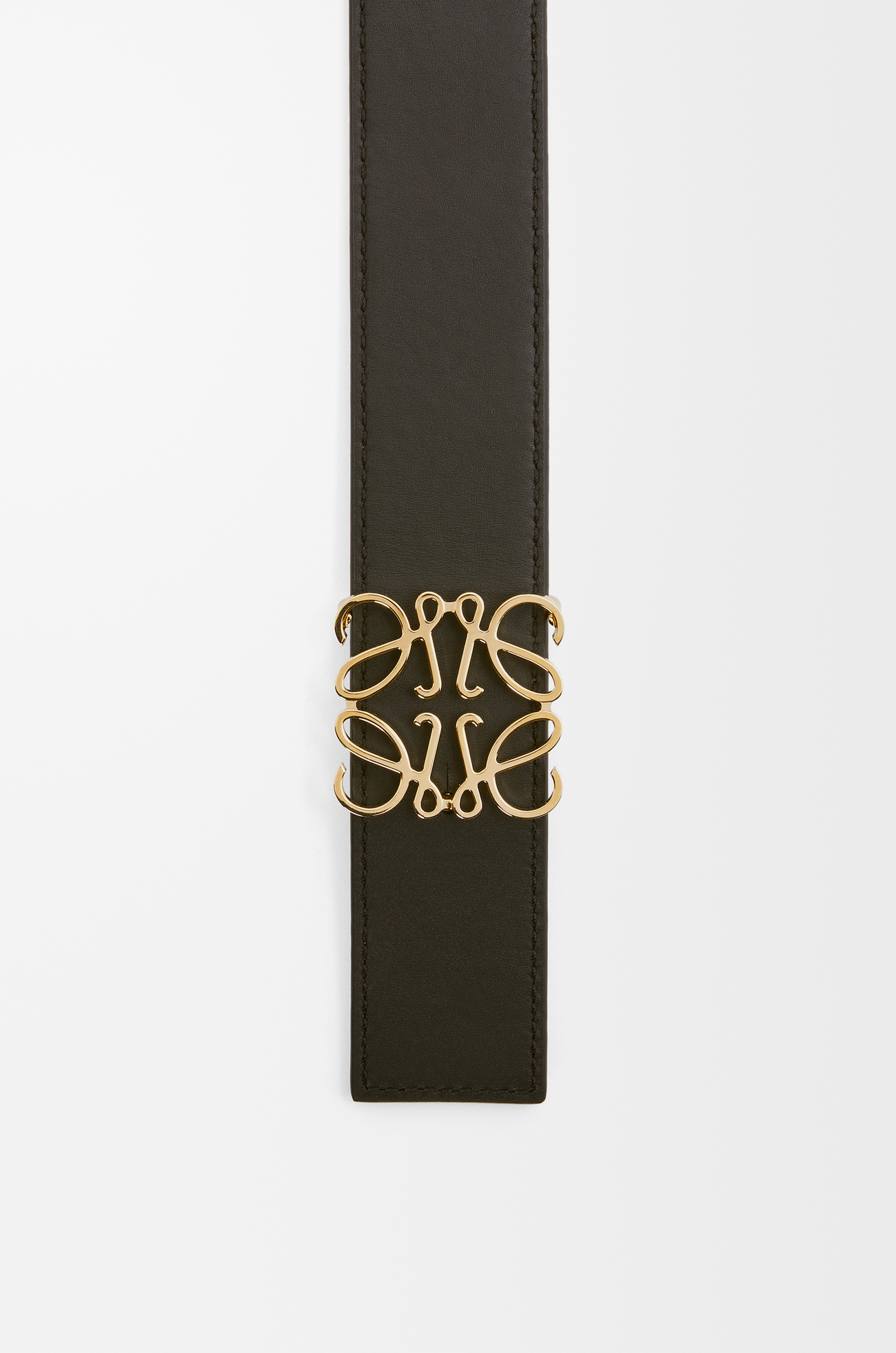 LOEWE Reversible Anagram belt in smooth calfskin Tan/Black/Gold