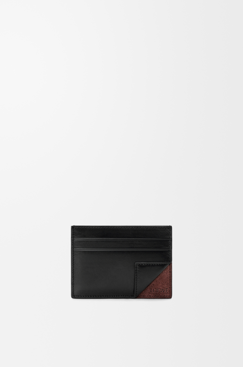 LOEWE 柔軟粒面小牛皮和麂皮 Switch 素色卡夾 黑色/濃縮咖啡色