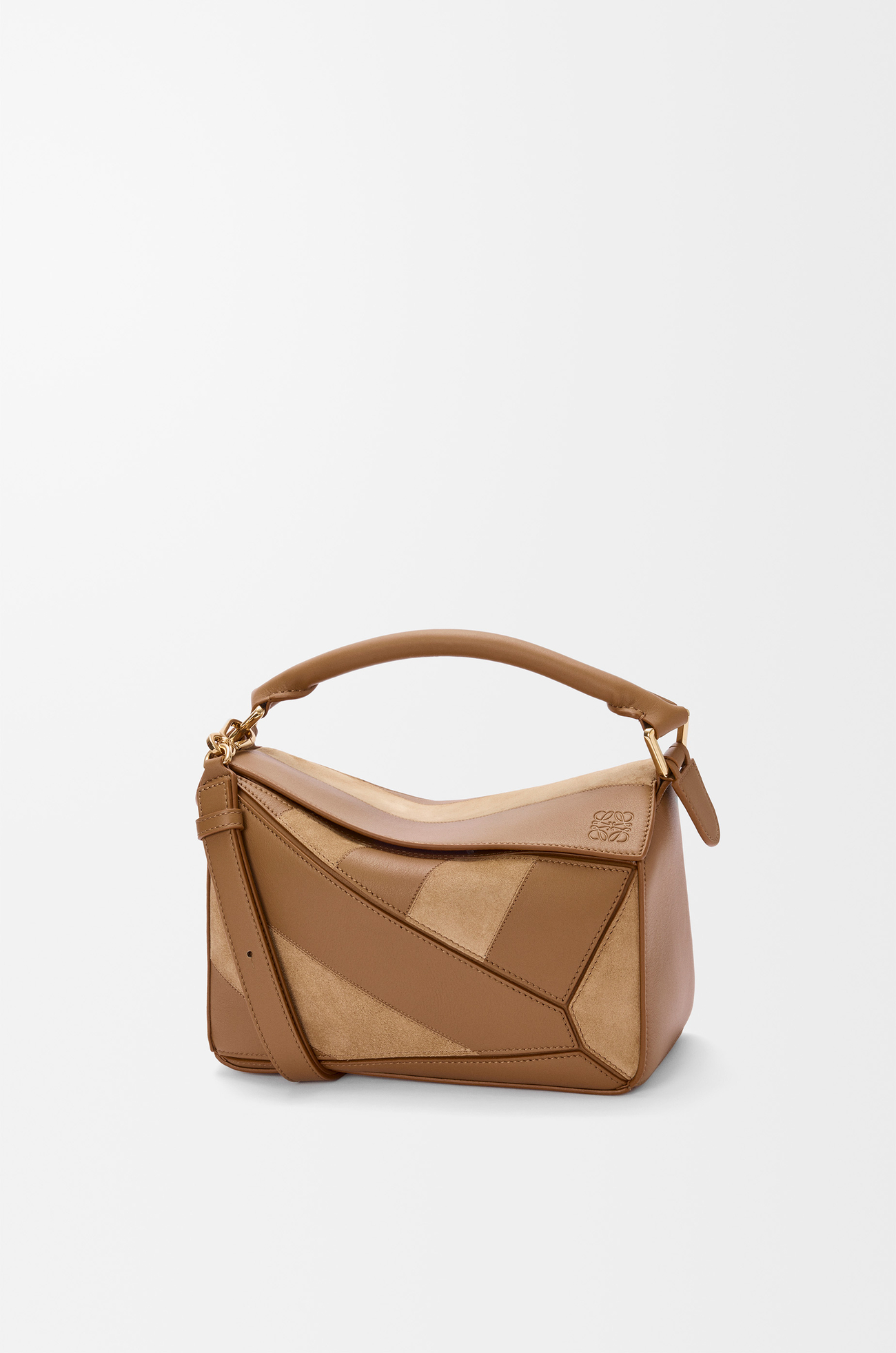 LOEWE Small Puzzle bag in classic calfskin and suede Oak