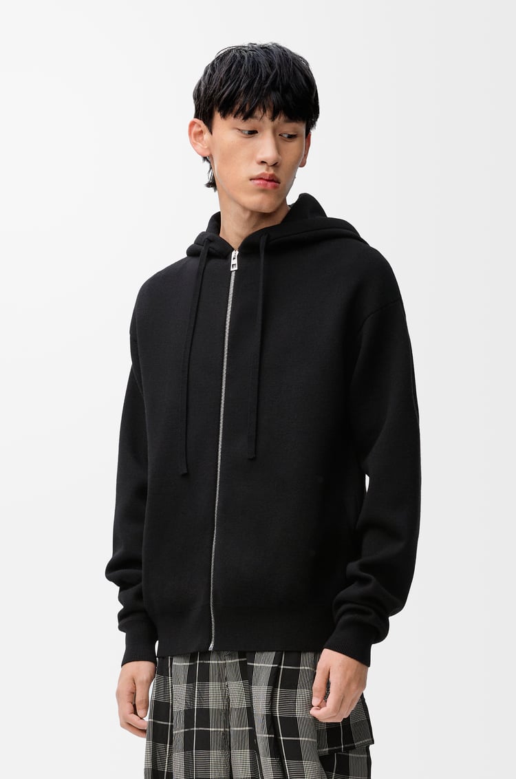 LOEWE Sudadera Anagram con capucha y cremallera en lana Negro