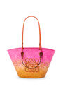 LOEWE Anagram Basket bag in iraca palm and calfskin Fuchsia/Orange