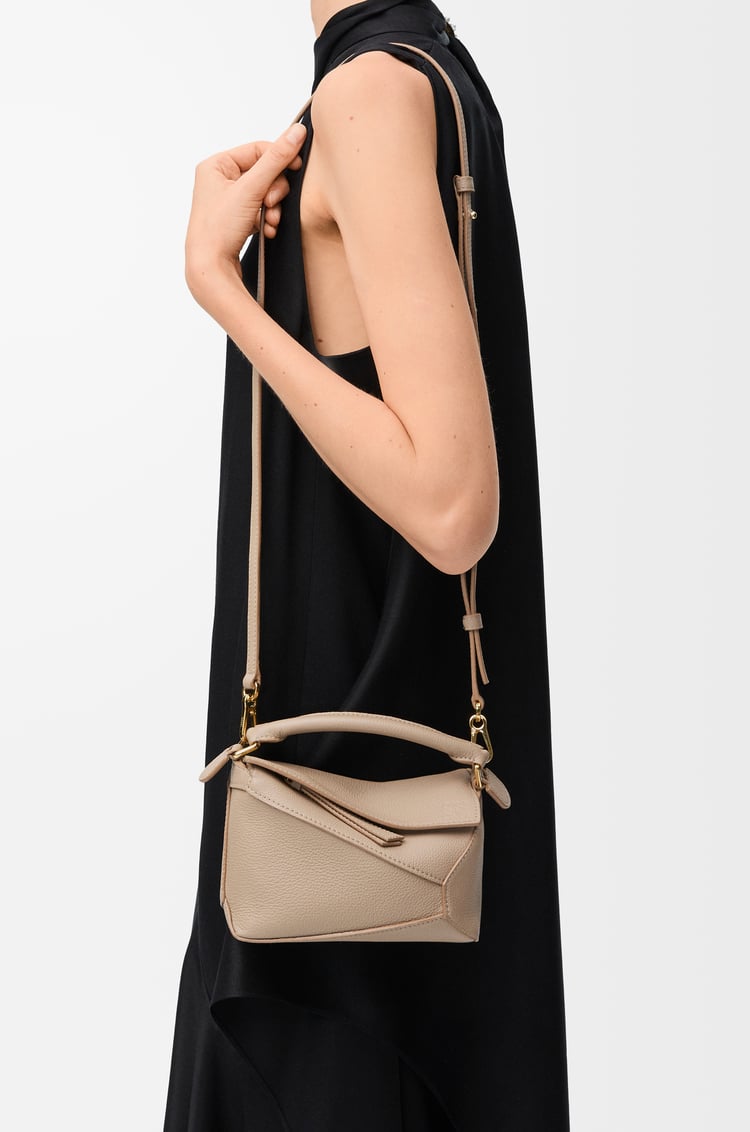 LOEWE Mini Puzzle Edge bag in soft grained calfskin Sand