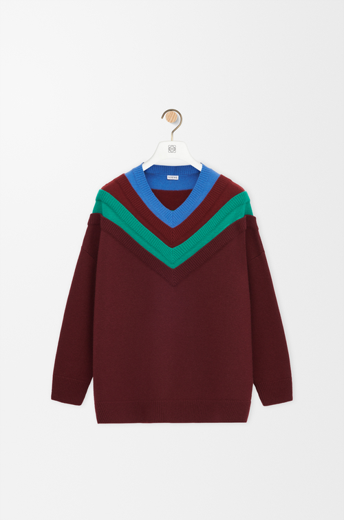 LOEWE Pull en laine Vert/Rouge/Multicolore